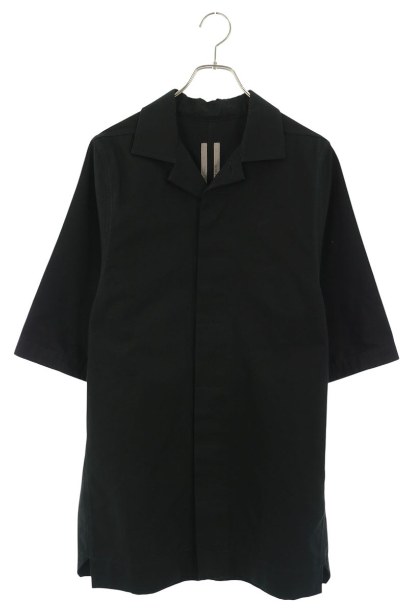 リックオウエンス Rick Owens サイズ:46 16SS RU16S3298-B オーバーサイズコットン半袖シャツ(ブラック)【107062】【SB01】【メンズ】【中古】bb356#rinkan*B|RINKAN