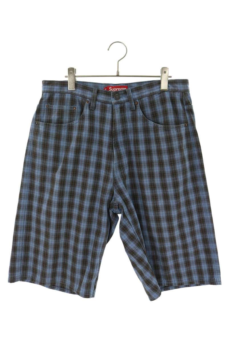 シュプリーム SUPREME　サイズ:30 24SS PLAID BAGGY SHORT チェック柄ハーフパンツ(ブルー)【607062】【OM10】【メンズ】【中古】bb78#rinkan*B｜RINKAN