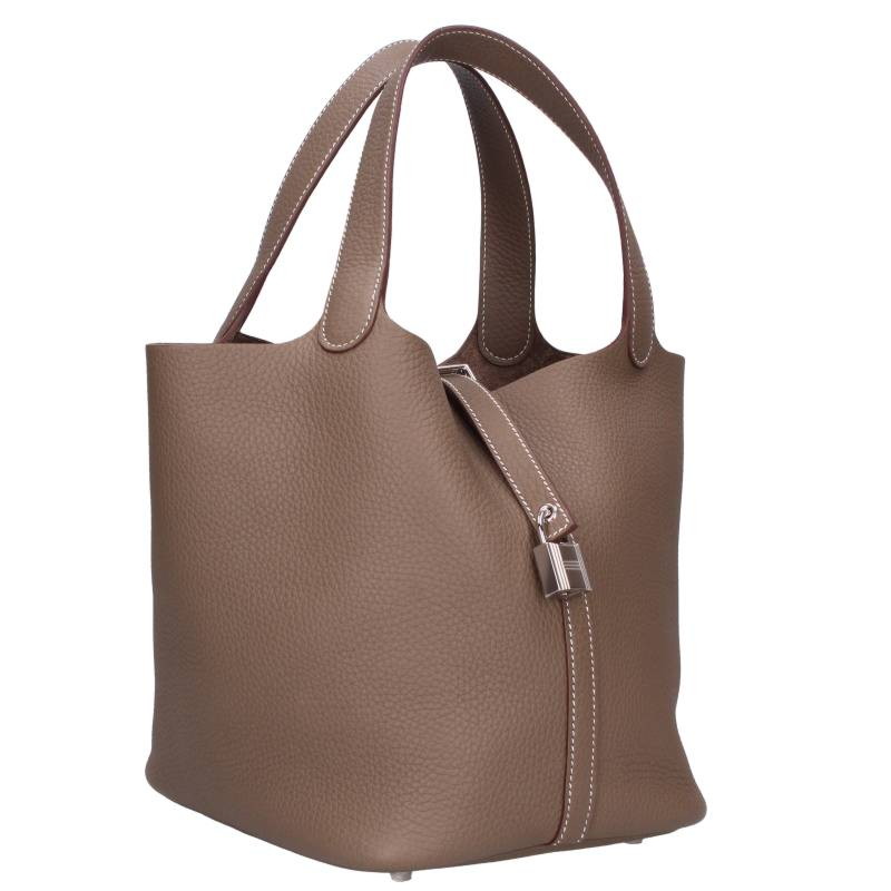 エルメス HERMES　サイズ:MM ピコタンロックMM G刻印 SV金具トリヨンクレマンスハンドバッグ(ブラウン)【307062】【OM10】【小物】【中古】bb466#rinkan*A ｜RINKAN