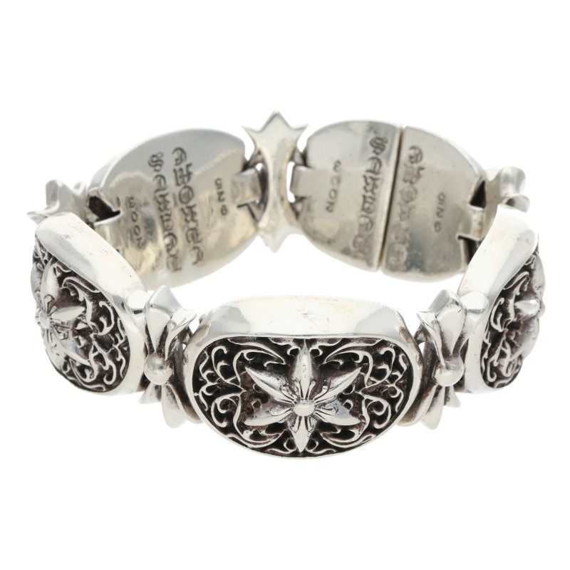 クロムハーツ Chrome Hearts　サイズ:4LINK TINY OVAL STAR LINK タイニーオーバルスター シルバーブレスレット(シルバー 125.41g)【307062】【SS07】【小物】【中古】bb380#rinkan*B ｜RINKAN