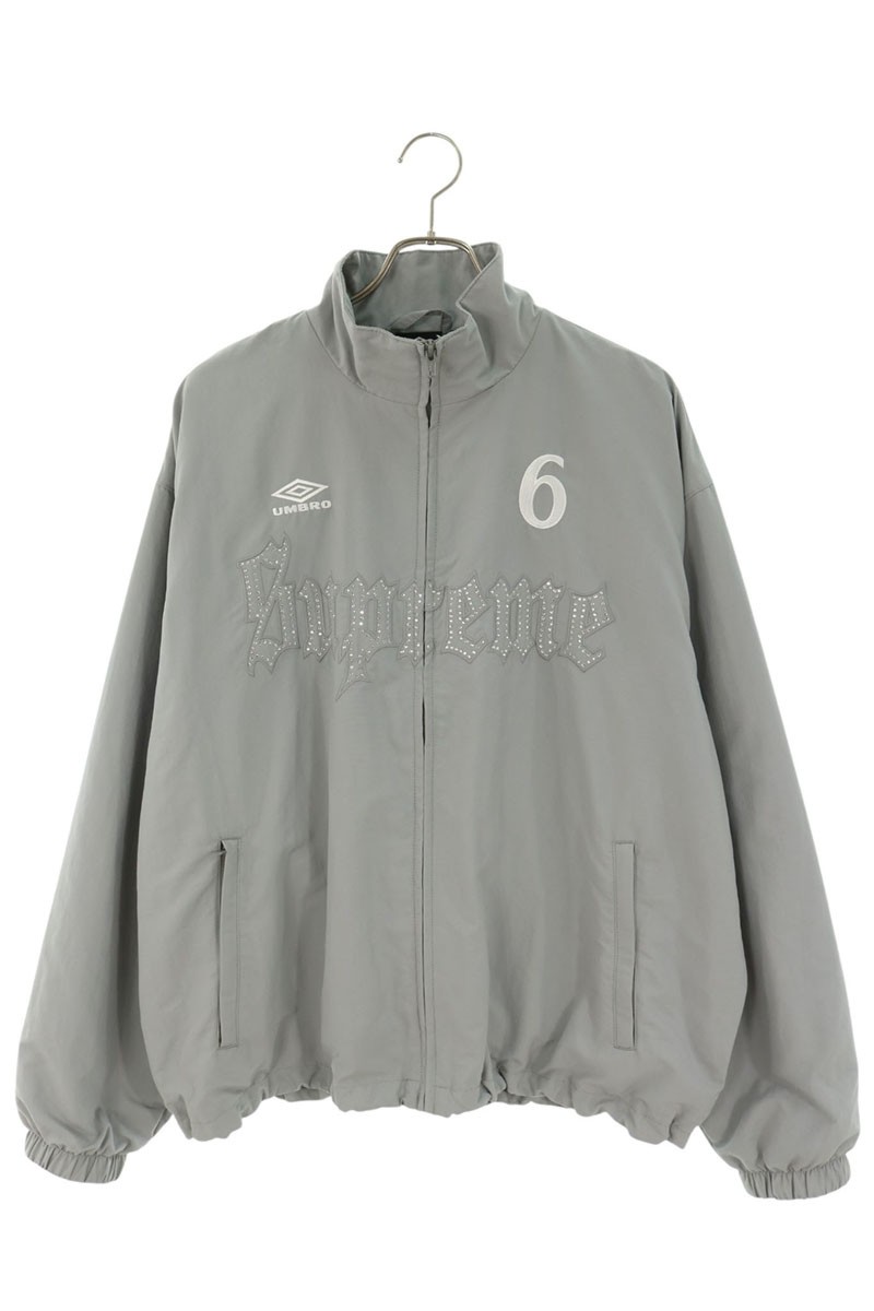 シュプリーム SUPREME サイズ:XL Rhinestone Track Jacket ラインストーンブルゾン(グレー)【407062】【BS99】【メンズ】【中古】bb471#rinkan*B|RINKAN