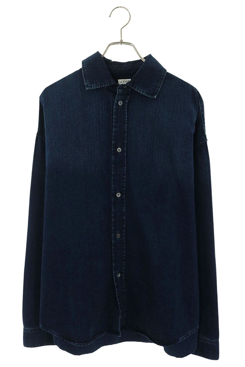 ロエベ LOEWE サイズ:46 H526Y1DW07 アナグラム刺繍オーバー長袖シャツ(インディゴ)【307062】【SB01】【メンズ】【中古】bb127#rinkan*C|RINKAN