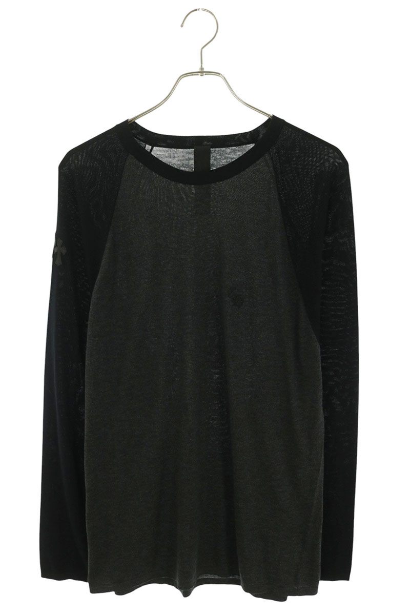 クロムハーツ Chrome Hearts サイズ:L U MIXED EMOTIONS トリプルクロスパッチ付きラグラン長袖カットソー(グレー×ブラック)【307062】【HJ12】【メンズ】【中古】bb297#rinkan*S |RINKAN