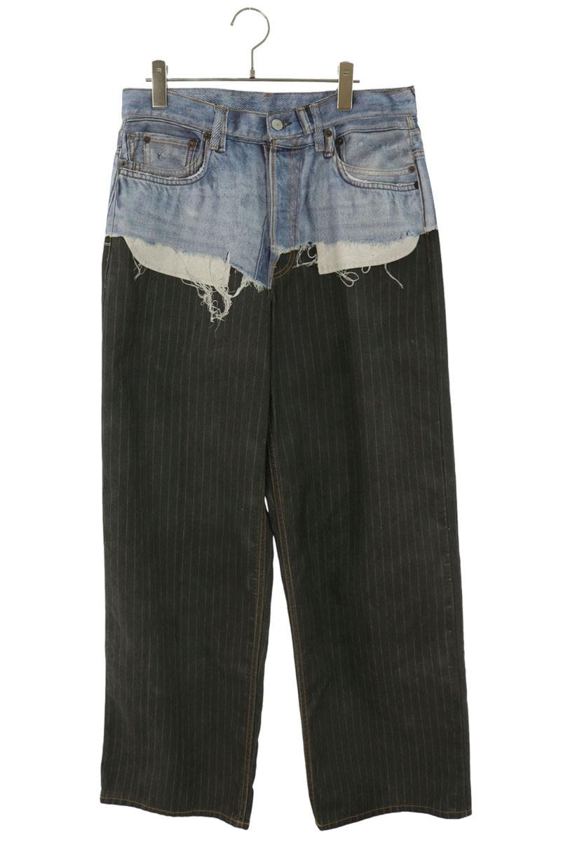 アクネストゥディオズ ACNE STUDIOS　サイズ:M FN-UX-TROU000056 転写プリントバギーデニムパンツ(ブルー&times;グレー)【507062】【SS13】【メンズ】【中古】bb127#rinkan*A ｜RINKAN