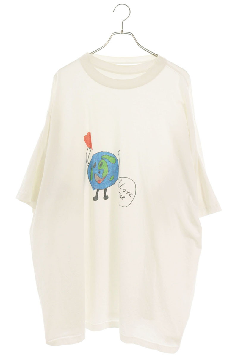 バレンシアガ BALENCIAGA　サイズ:S 657059 TKV94 プラネットプリントダブルスリーブTシャツ(ホワイト)【607062】【OM10】【メンズ】【中古】bb356#rinkan*C｜RINKAN