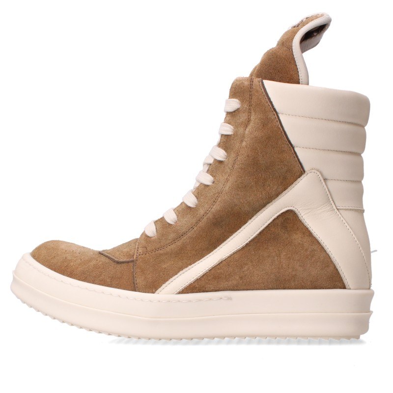 リックオウエンス Rick Owens　サイズ:40 GEOBASKET ジオバスケットスエードレザーハイカットスニーカー(ブラウン&times;ホワイト)【507062】【SB01】【メンズ】【小物】【中古】bb356#rinkan*S｜RINKAN 103,400円