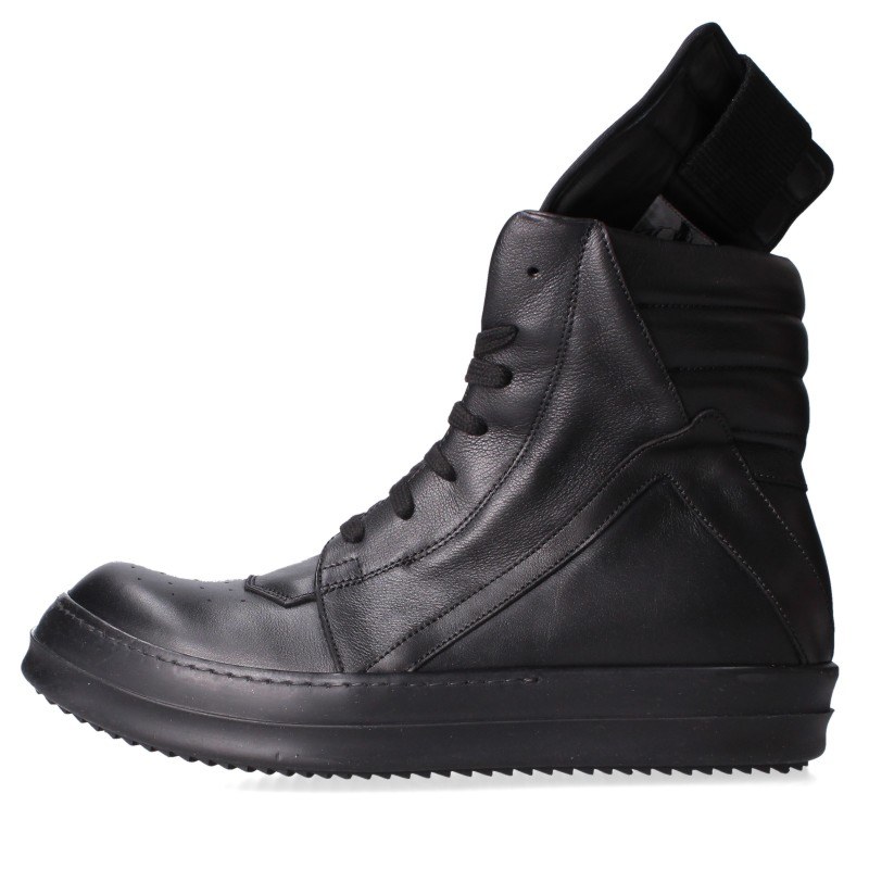 リックオウエンス Rick Owens　サイズ:40.5 GEOBASKET ジオバスケットレザーハイカットスニーカー(ブラック)【507062】【SB01】【メンズ】【小物】【中古】bb356#rinkan*A｜RINKAN 100,100円