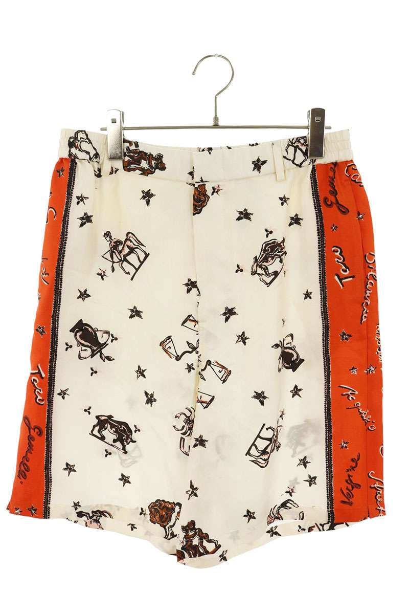 フェンディ FENDI サイズ:48 FB0936 AO6X 総柄シルクハーフパンツ(ホワイト調×オレンジ)【807062】【BS99】【メンズ】【中古】bb474#rinkan*B|RINKAN
