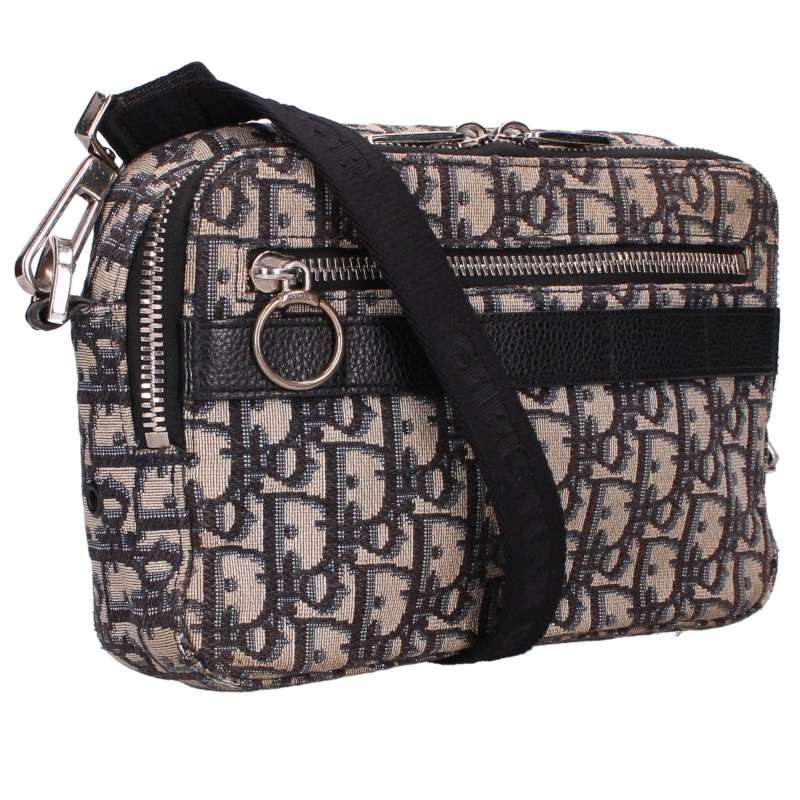ディオール DIOR　 SAFARI サファリ オブリークジャカードショルダーバッグ(ベージュ調&times;ネイビー)【017062】【BS99】【小物】【中古】bb411#rinkan*C｜RINKAN