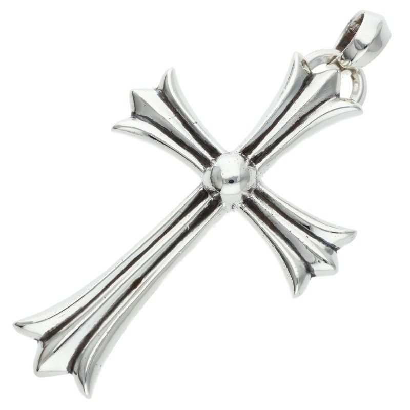 クロムハーツ Chrome Hearts CH CRS LG W BALE ラージCHクロス Wベイル シルバーネックレストップ(シルバー 42.43g)【017062】【GZ11】【小物】【中古】bb297#rinkan*B |RINKAN