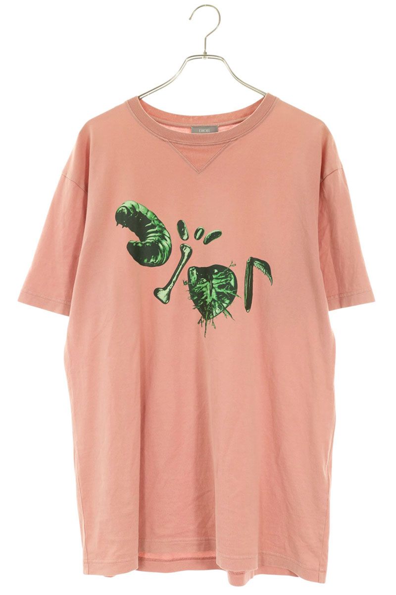 ディオール DIOR　サイズ:M 213J685C0677 カクタスジャックロゴプリントTシャツ(ピンク)【217062】【OM10】【メンズ】【中古】bb344#rinkan*B｜RINKAN
