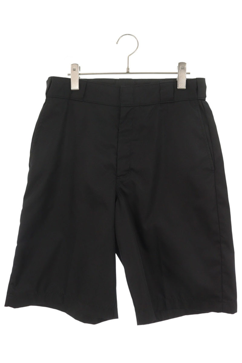 プラダ PRADA　サイズ:44 SPG32 三角プレート付きハーフパンツ(ブラック)【117062】【OM10】【メンズ】【中古】bb334#rinkan*B｜RINKAN