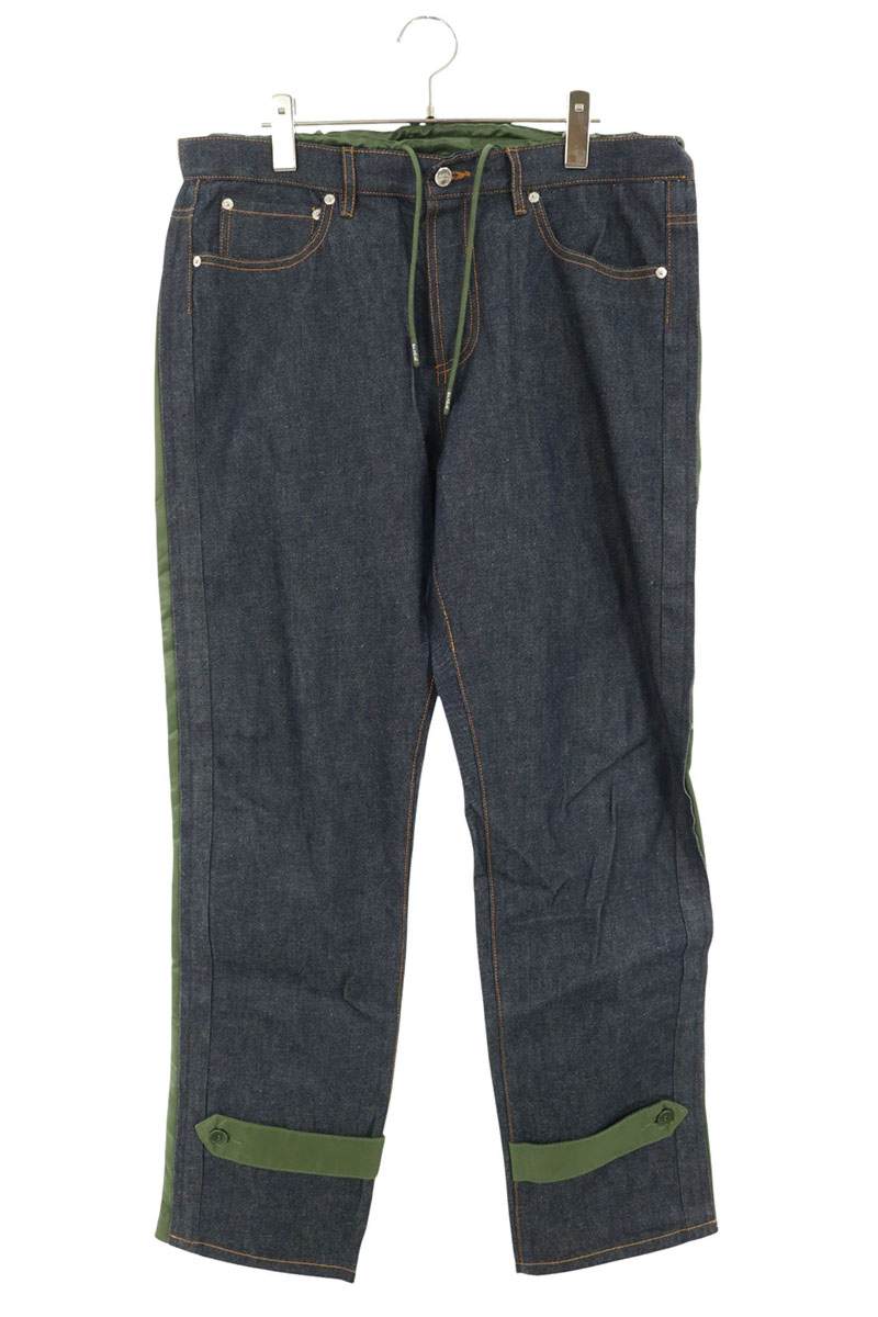 サカイ Sacai ×アーペーセー A.P.C. サイズ:L 21AW ナイロンドッキングリジットデニムパンツ(インディゴ×カーキ)【217062】【BS99】【メンズ】【中古】bb455#rinkan*B|RINKAN