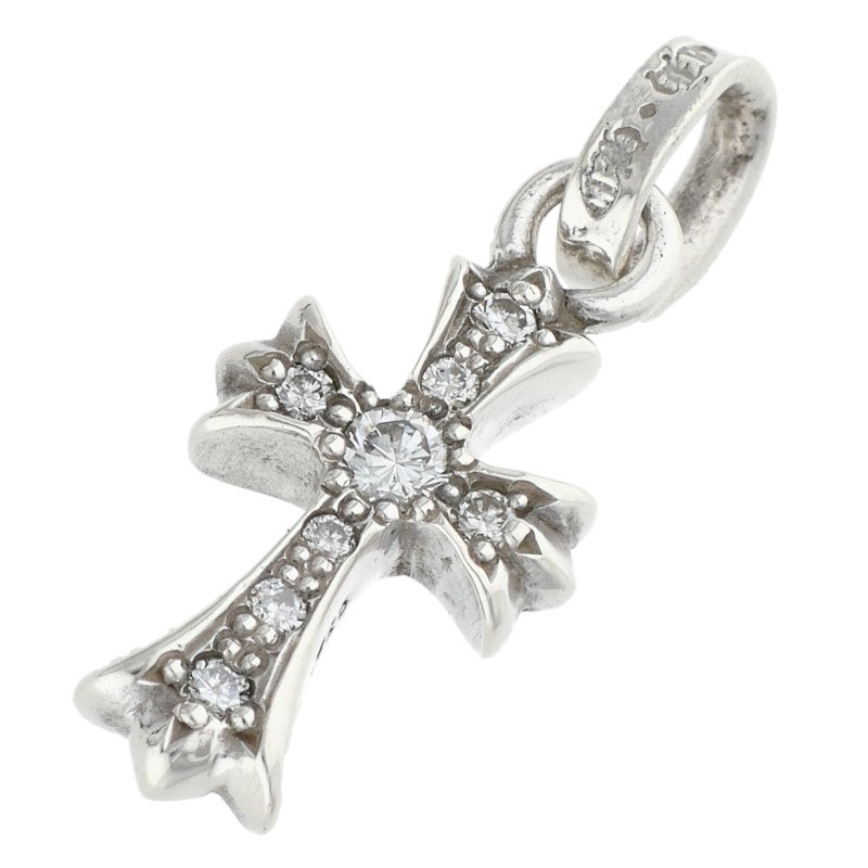 クロムハーツ Chrome Hearts CRS BBYFAT P DMND A ベイビーファット アフターPAVEダイヤ チャーム シルバーネックレストップ(シルバー×クリア 2.09g)【417062】【FK04】【小物】【中古】bb334#rinkan*B|RINKAN