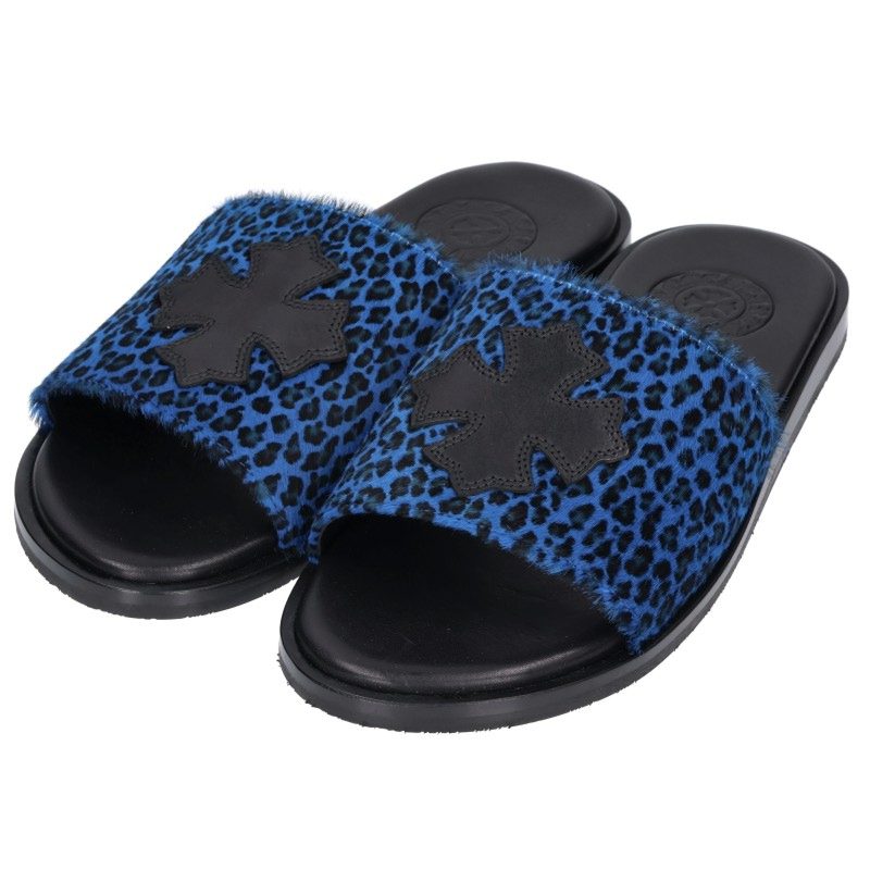 クロムハーツ Chrome Hearts サイズ:39 CH SLIDE CHプラスパッチハラコサンダル(ブルー×ブラック)【317062】【OK15】【メンズ】【小物】【中古】bb379#rinkan*S|RINKAN
