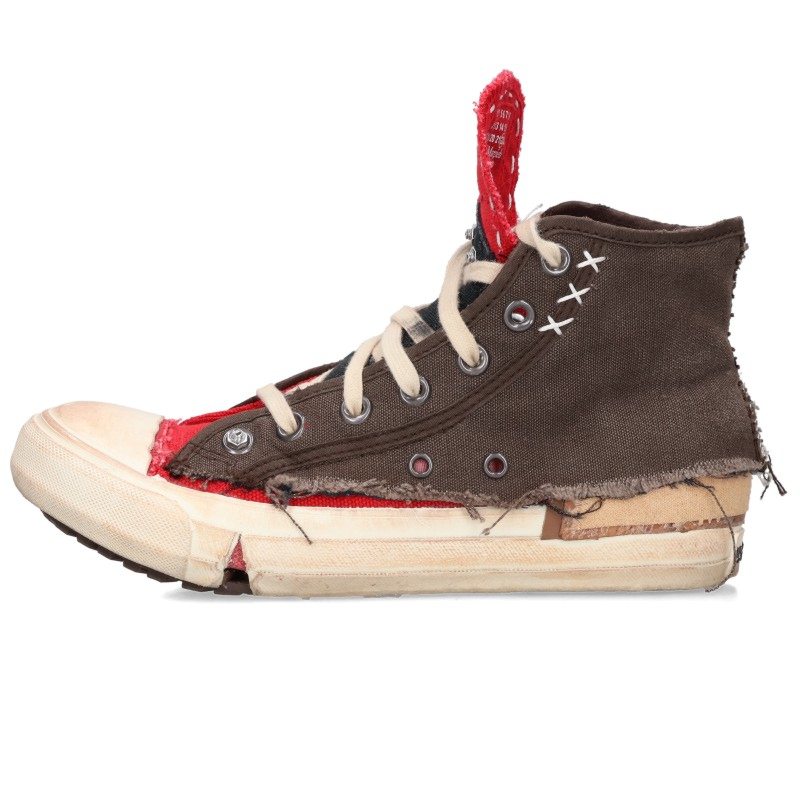 メゾンマルジェラ Maison Margiela サイズ:36 S39WS0129 ヴィンテージ加工ハイカットスニーカー(ブラウン×レッド)【317062】【BS99】【レディース】【小物】【中古】bb334#rinkan*B |RINKAN