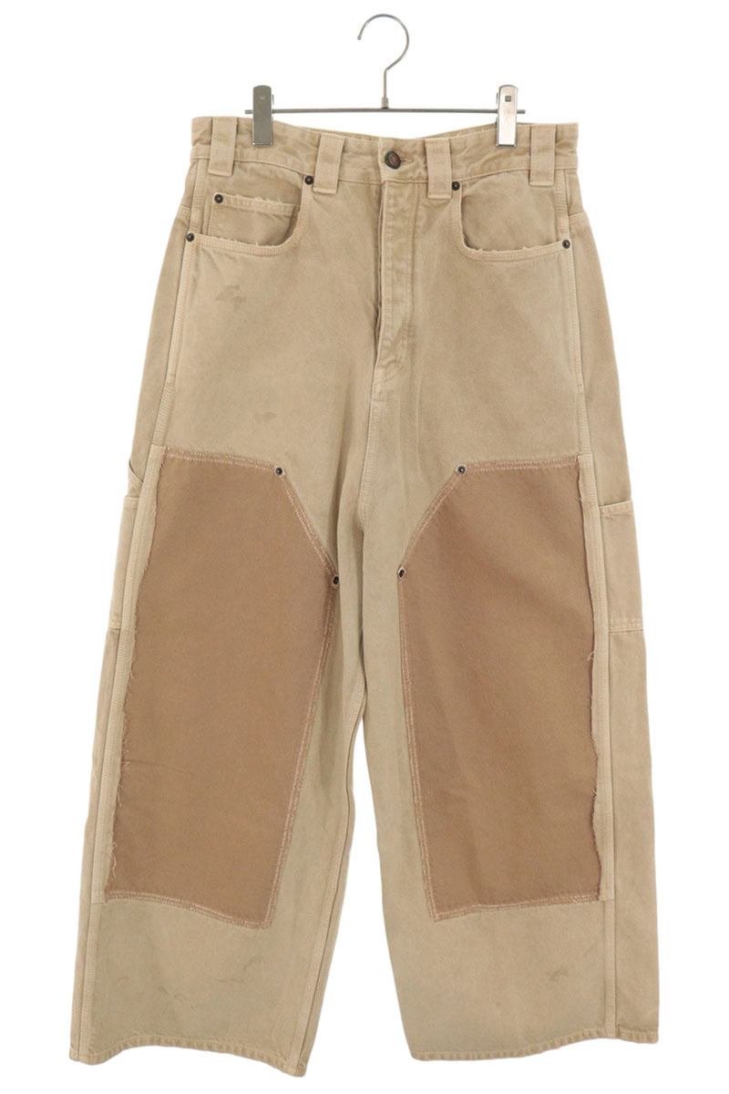 バレンシアガ BALENCIAGA サイズ:XS 25SS 838672 TSWB2 ダブルニーカーペンターバギーデニムパンツ(ベージュ)【317062】【SB01】【メンズ】【中古】bb452#rinkan*A |RINKAN