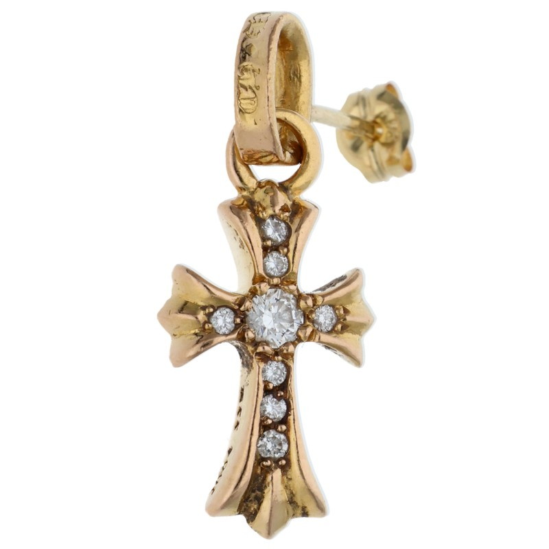 クロムハーツ Chrome Hearts　 22K BBY F PPRCHN P D 22Kベイビーファット PAVEダイヤ ゴールドピアス(イエローゴールド&times;クリア 3.52g)【717062】【OK15】【小物】【中古】bb450#rinkan*B ｜RINKAN
