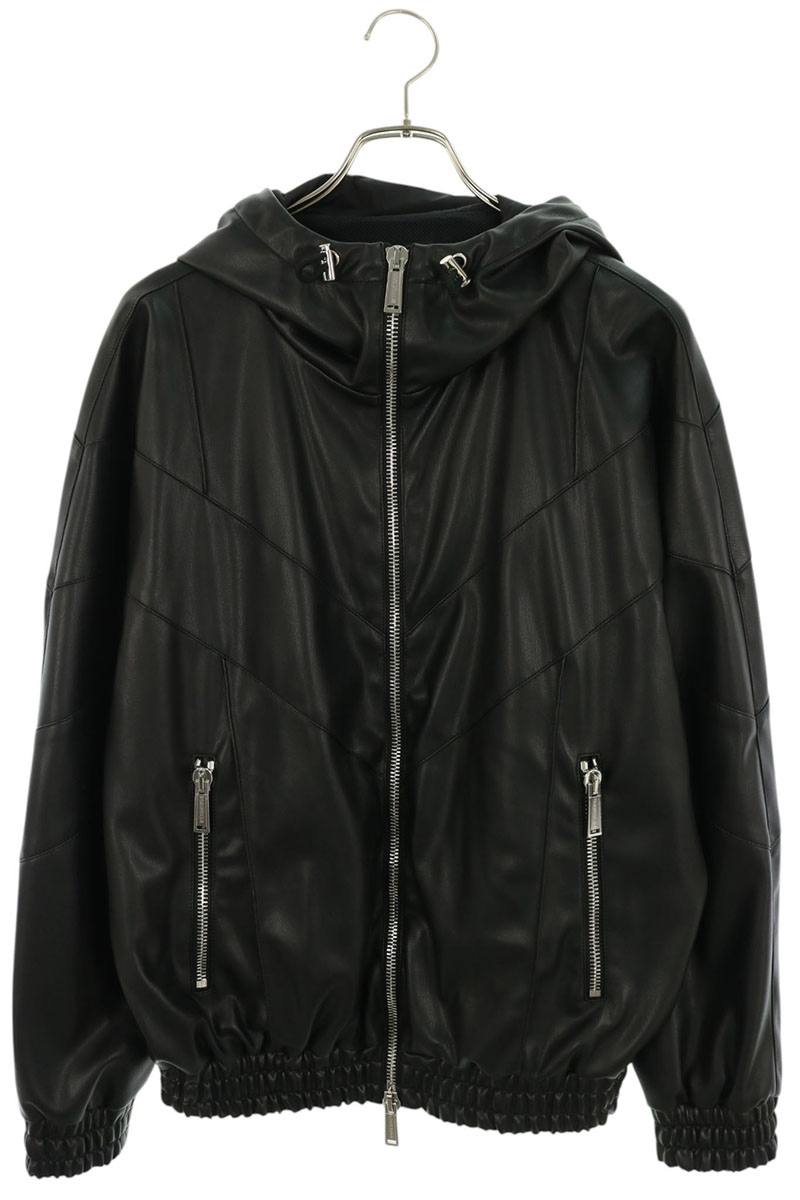 ディースクエアード DSQUARED2　サイズ:42 S74AM1676 S60340 フェイクレザーフーデッドブルゾン(ブラック)【917062】【BS99】【メンズ】【中古】bb471#rinkan*B ｜RINKAN