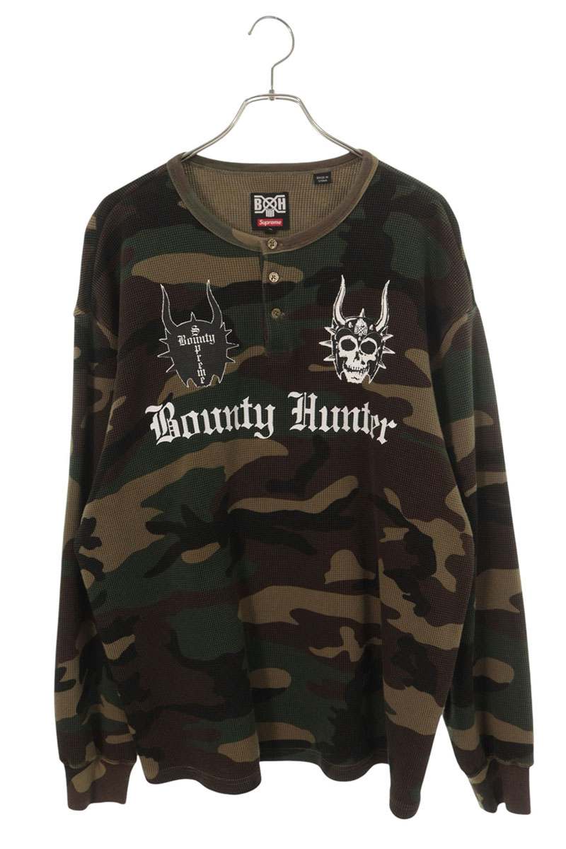 シュプリーム SUPREME ×バウンティーハンター BOUNTY HUNTER サイズ:M 23AW Thermal Henley L S Top サーマルヘンリーネック長袖カットソー(グリーン×ブラウン×ブラック)【917062】【BS99】【メンズ】【中古】bb30#rinkan*A |RINKAN
