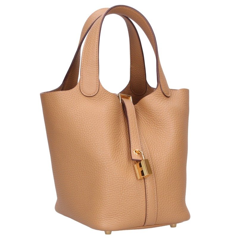 エルメス HERMES サイズ:PM ピコタンロックPM U刻印 G金具トリヨンクレマンス ビスキュイハンドバッグ(ブラウン×ゴールド)【617062】【GZ14】【小物】【中古】bb328#rinkan*B |RINKAN
