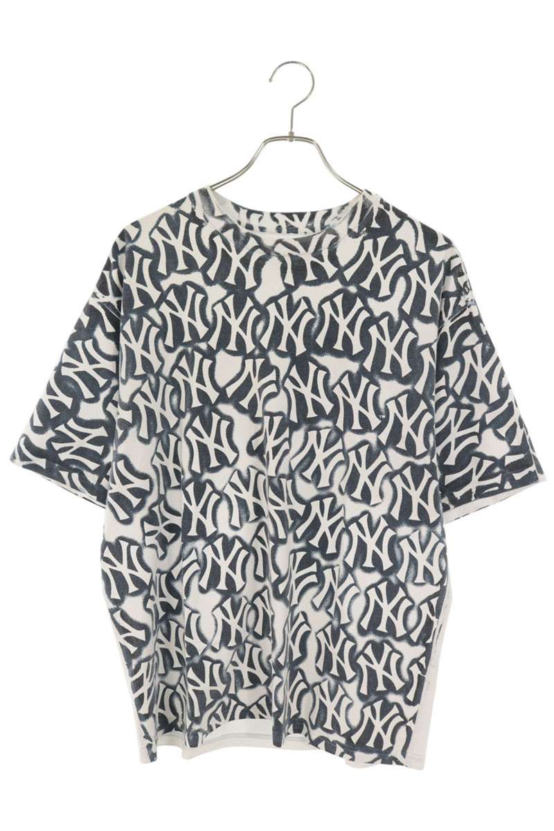 シュプリーム SUPREME　サイズ:S New York Yankees Airbrush s s Top 総ロゴプリントTシャツ(ホワイト&times;ネイビー)【917062】【OM10】【メンズ】【中古】bb356#rinkan*B ｜RINKAN