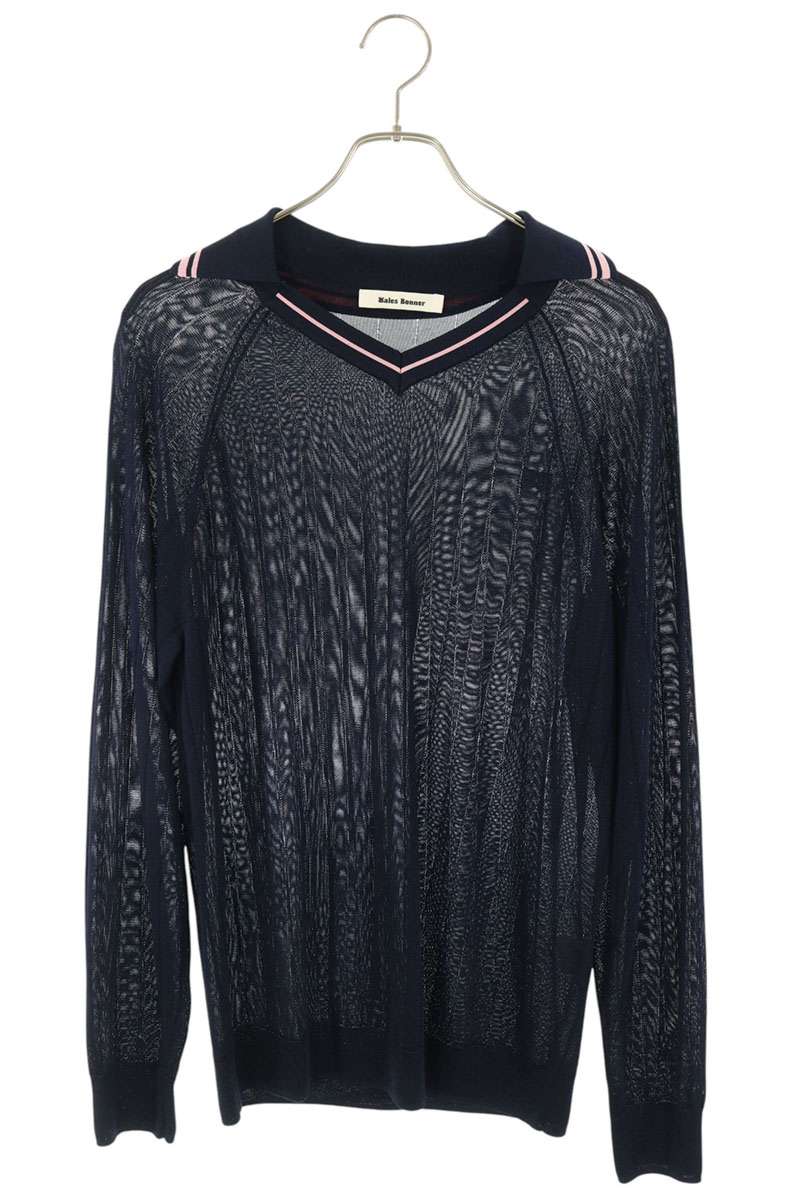 ウェールズボナー WALES BONNER　サイズ:S ROOTS POLO SHIRT MS25KN33-KN08-599 ビズコースポロニット(ネイビー)【227062】【FK04】【メンズ】【中古】bb187#rinkan*A ｜RINKAN