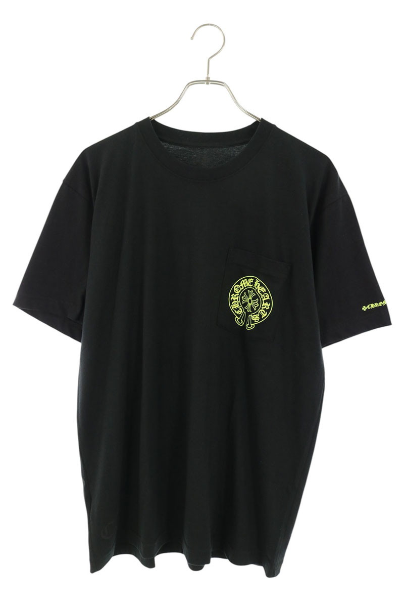 クロムハーツ Chrome Hearts サイズ:L Horseshoe Tee Black Yellow バックホースシュープリントTシャツ(ブラック×イエロー)【127062】【NO05】【メンズ】【中古】bb134#rinkan*S |RINKAN