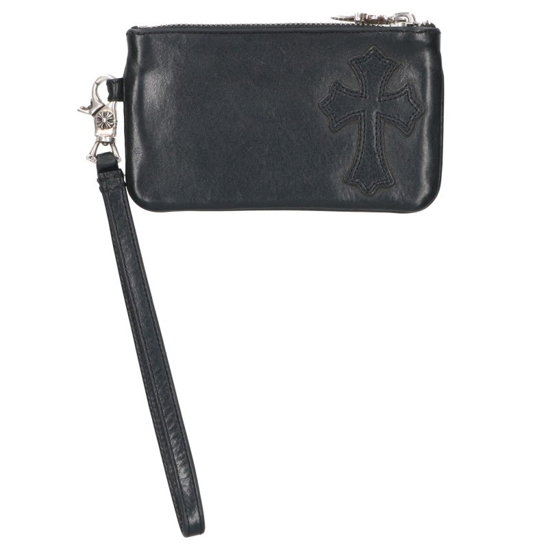 クロムハーツ Chrome Hearts ZPR CHG WRISTLET SML ジッパーチェンジパース ストラップ付チェンジパースウォレット財布(ブラック×シルバー)【427062】【OK15】【小物】【中古】bb295#rinkan*B |RINKAN