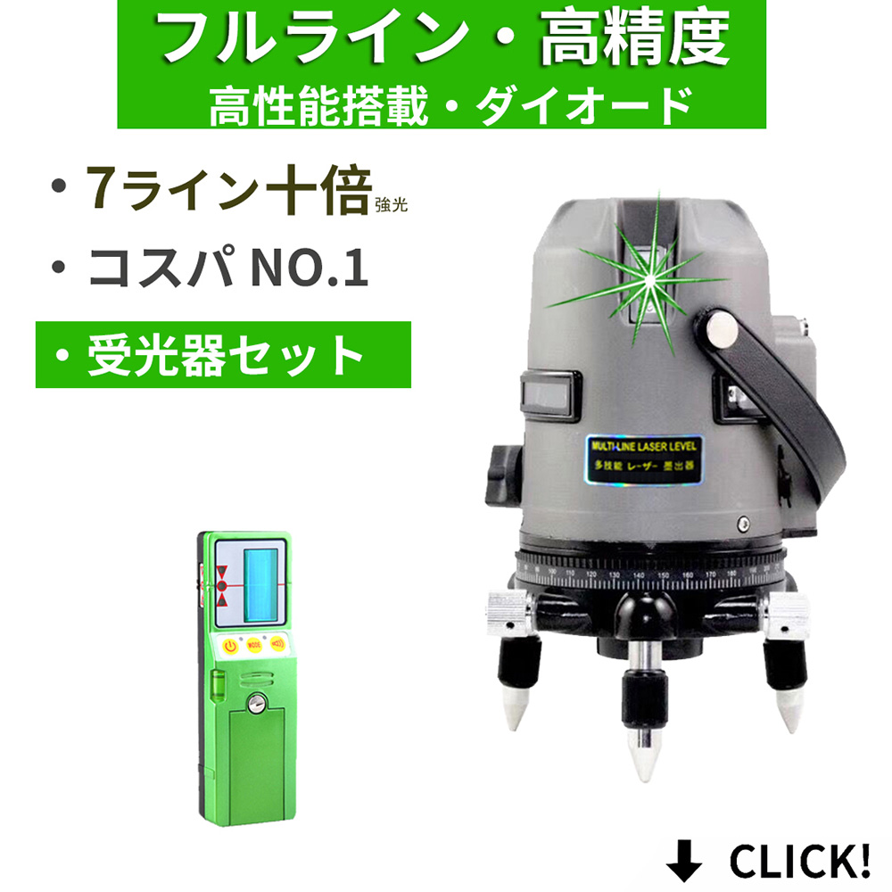 楽天市場 送料無料 1年間保証 グリーン レーザー墨出し器 8ライン 4垂直 4水平 レーザーレベル墨出器 水平器 フルライン測定器 墨つぼ 墨だし すみだし 建築 測量 測定 省電力 安定照射 10倍超高輝度 斜線機能 多種電源方式 Atabah