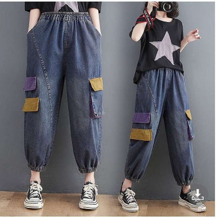 夏新作 取寄 ウエストゴム ジーパン デニム 大きいサイズ レディース ゆったりパンツ ワイドパンツ レディースパンツ パンツ デニムパンツ