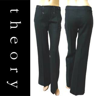 貨物輸送無料 レディース 伸ばすことズボン下 事務室 心地よい theory Center Press Double Button Wool stretch Pants 行動論理 真っただ中押しつける付き添い人 ダブル名取り草 羊毛 動き分かりやすい