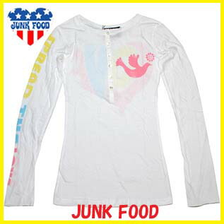 貨物輸送無料 レディース 長袖 ロンT JUNK FOOD Women\u0027s Spread The Love Oove Henley Tee ジャンクボンネット 【The Love】ヘンリー 心地よい アメカジ 春 秋
