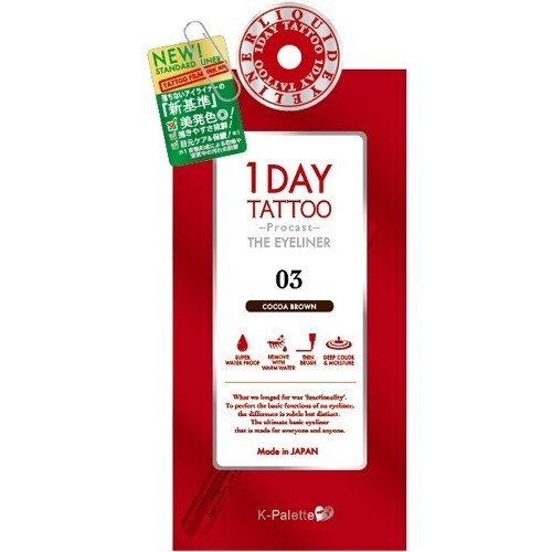 【3セット】 K-パレット 1DAY TATTOO プロキャスト ザ アイライナー 03 ココアブラウン スーパーウォータープルーフ 美発色 落ちない 描きやすい 目元ケア 目力 簡単 お湯 オフ