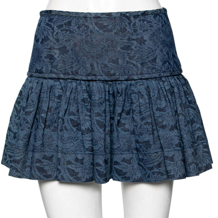 Isabel Marant Etoile プリント デニム プリーツ ミニスカート ネイビーブルー Isabel Marant Etoile イザベル マラン エトワール レディース 美脚 脚長効果 細見え プリーツ カジュアル 42サイス|Nstyle 店