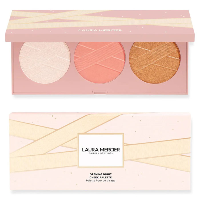 laura mercier ローラメルシエ 第一手 ナイト爵 チーク 調色板 LAURA MERCIER Opening Night Cheek Palette  デパコス かざり付ける品 見どころ イルミネーター ブロンザー 押さえる 【即納】貨物輸送無料 コスメ