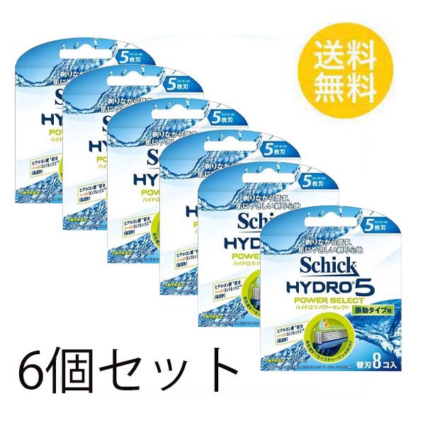 2021正規激安】 シック ハイドロ5 パワーセレクト 替刃 8個入X6セット 5枚刃 交換 替え刃 カミソリ 剃刀 髭剃り ひげそり T字カミソリ  男性 schick hydro メンズ ハイドログライドジェル スキンガード ワンタッチ パラレルフィン ガードバー 送料無料 6個セット  fucoa.cl