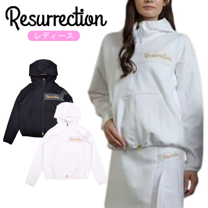 【SALE】【26SS】Resurrection レザレクション GM ACCENT LINE ZIP UP PARKER / モノトーンシリーズ アクセントライン ジップアップパーカー スポーツ アウトドア トップス 長袖 ギフト コンペ ラウンド レディース ゴルフ ウェア S-L BF12HD35-W*|MOMENTIMODA