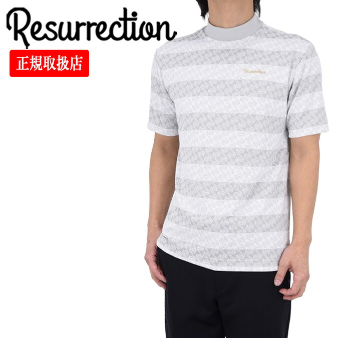 【26SS】Resurrection レザレクション MENS GM STRIPE JACQUARD MOCK NECK / ストライプジャガード モックネックTシャツ ファッション スポーツ アウトドア カジュアル トップス 半袖 ギフト コンペ ラウンド メンズ ゴルフ ウェア レザレクション ウェア M-XL BF12IN28-M*