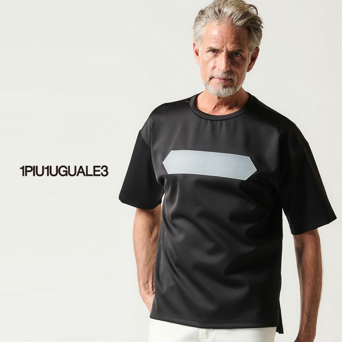 【WINTER SALE】1PIU1UGUALE3 ウノピゥウノウグァーレトレ 113 HEXAGON BIG T / 113 ヘキサゴンロゴ クルーネック 半袖 Tシャツ ロゴ UVカット ストレッチ カジュアル スポーティー 4-5 M-L MRT335-NYU095