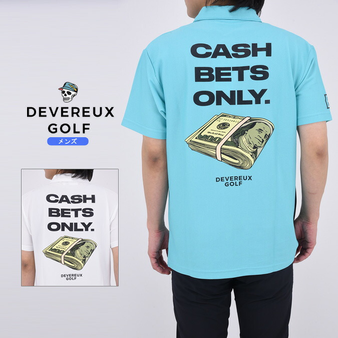 【FINAL SALE】【25SS】 DEVEREUX GOLF デヴァローゴルフ CASH BETS MESH POLO / バックプリント メッシュポロシャツ スポーツ ウェア ゴルフ アウトドア カジュアル 吸湿速乾性 UVカット トップス 半袖 シャツ ギフト コンペ ラウンド メンズ ゴルフ ウェア M-XL 763572021