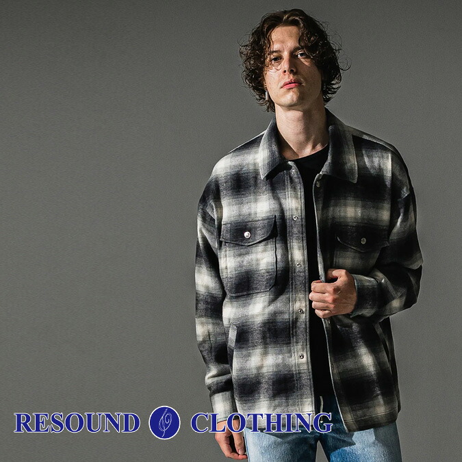 【※予約※ 8月末頃入荷予定】RESOUND CLOTHING リサウンド クロージング flannel check JK / オンブレチェック ネルシャツジャケット アウター アクティブ アウトドア 長袖 カジュアル スポーツ ギフト メンズ ウェア 正規品 予約 1-3 S-L RC41-JK-006|MOMENTIMODA