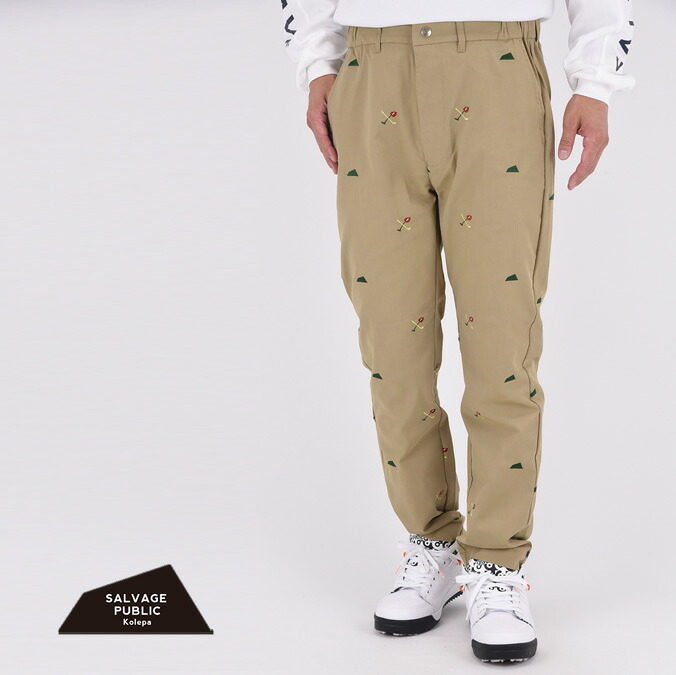 【2025AW】SALVAGE PUBLIC Kolepa サルベージ パブリック コレパ Kolepa Recycled Twill Pants / アンスリウムクラブ刺繍総柄 トラウザーパンツ スポーツ ボトムス 長ズボン アウトドア ギフト コンペ ラウンド メンズ ゴルフ ウェア S-L SVKA5019