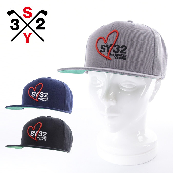 【26SS】SY32 by SWEET YEARS GOLF エスワイサーティトゥバイスィートイヤーズ ゴルフ HEART MIX LOGO SNAPBACK CAP / ブランドロゴ刺繍 スナップバック フラットキャップ スポーツ カジュアル 雑貨 帽子 ギフト プレゼント ラウンド 運動 紫外線対策 旅行 FREE 32-26SN9-08