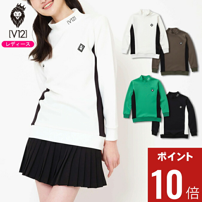 【期間限定ポイント10倍】【25AW】【レディース】V12 ヴィトゥエルブ DOT RIB L/S MOCK / ドット バックプリントロゴ モックネック ウェア スポーツ アクティブ アウトドア カジュアル 秋冬 快適 ギフト コンペ ラウンド インナー トップス ストレッチ 0-1 S-M V122520-MK03