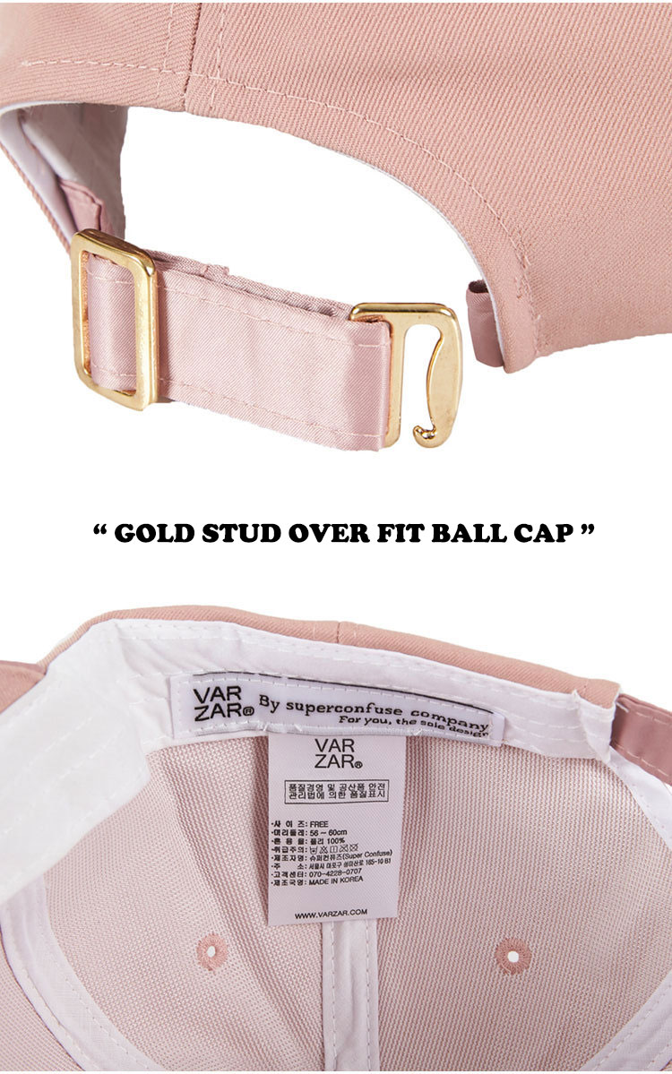 バザールキャップVARZARメンズレディースGOLDSTUDOVERFITBALLCAPゴールドスタッドロゴオーバーフィットボールキャップBEIGEベージュPINKピンクvarzar637/8ACC