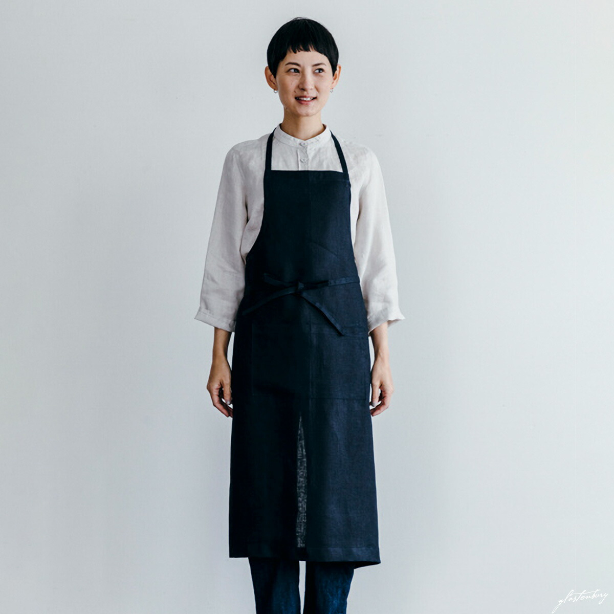 楽天市場】（fog linen work）リネンスクエアエプロン ネイビー（終売