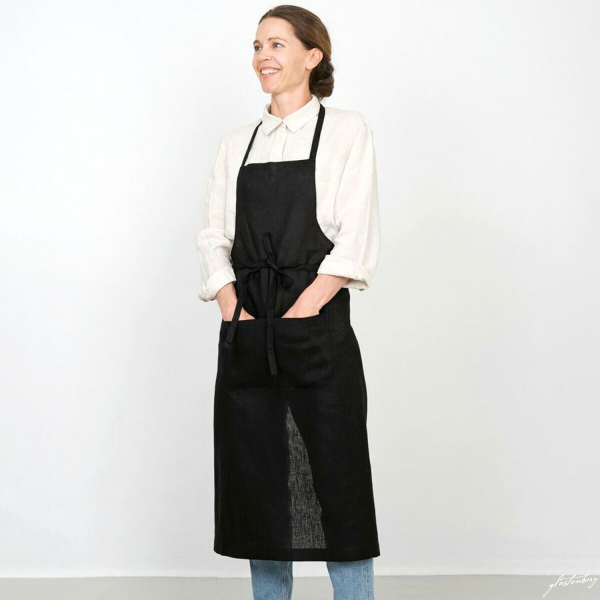 フォグリネンワーク リネン フルエプロン ブラック fog linen work