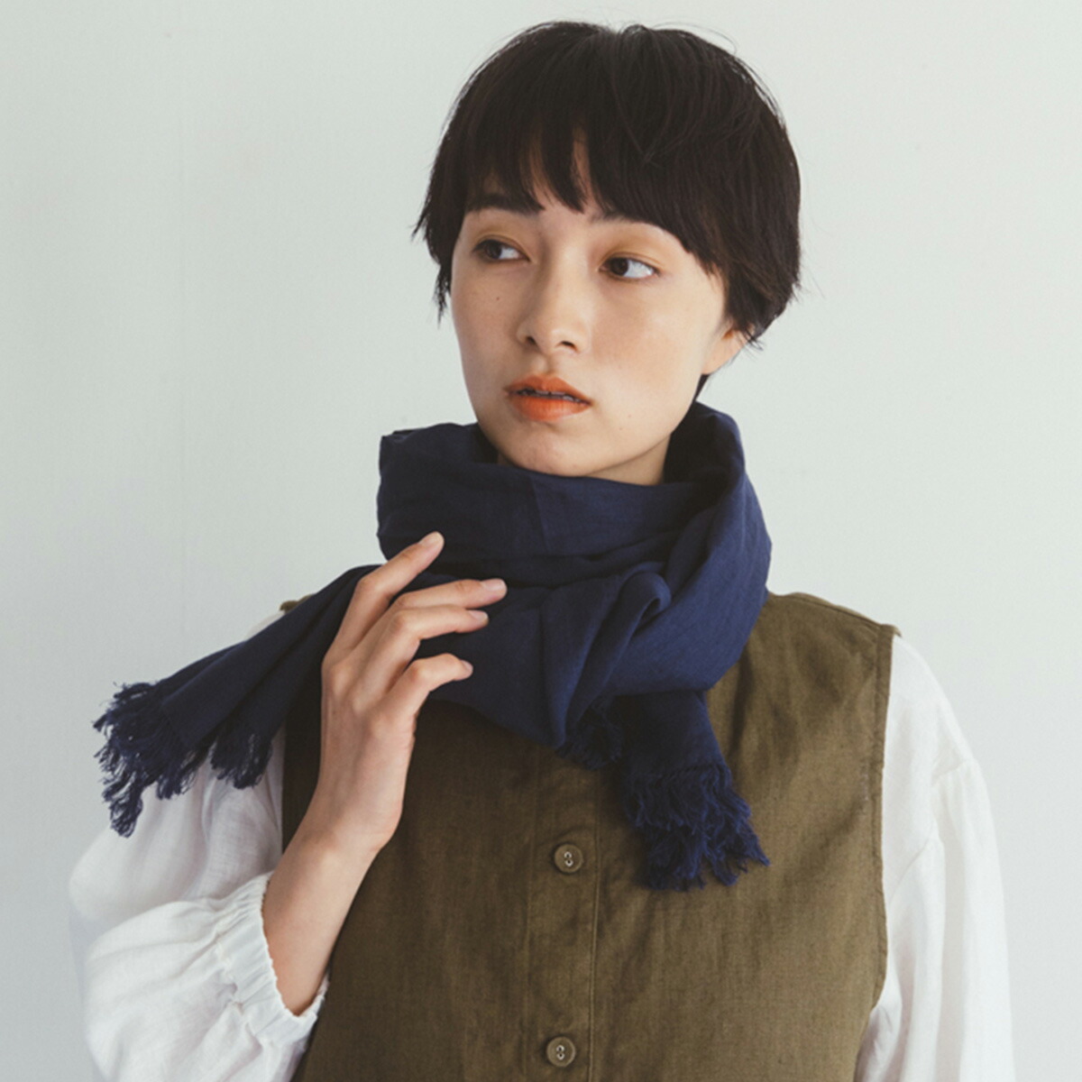 フォグリネンワークグリーン・ネイビー チェック ストール gugqwy8mc9nsv1dern7g.jpg