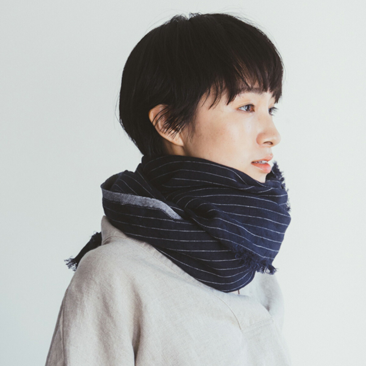 フォグリネンワークグリーン・ネイビー チェック ストール 楽天市場】fog linen work ストールの通販